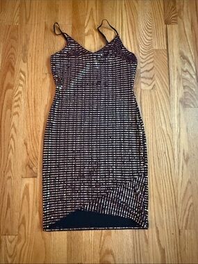 Fashion Magazine Black Sequin Midi Slip Dress